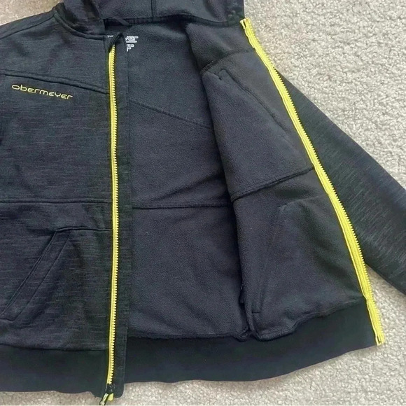 Obermeyer Ski Snowboarding Hoodie Sweatshirt 47001 Black Boy Sz Small Full Zip - Picture 13 of 16